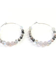 Rose Quartz Silver Hoop Earrings