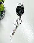 Rhinestone Retractable Keychain Black