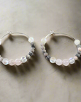 Rose Quartz Silver Hoop Earrings