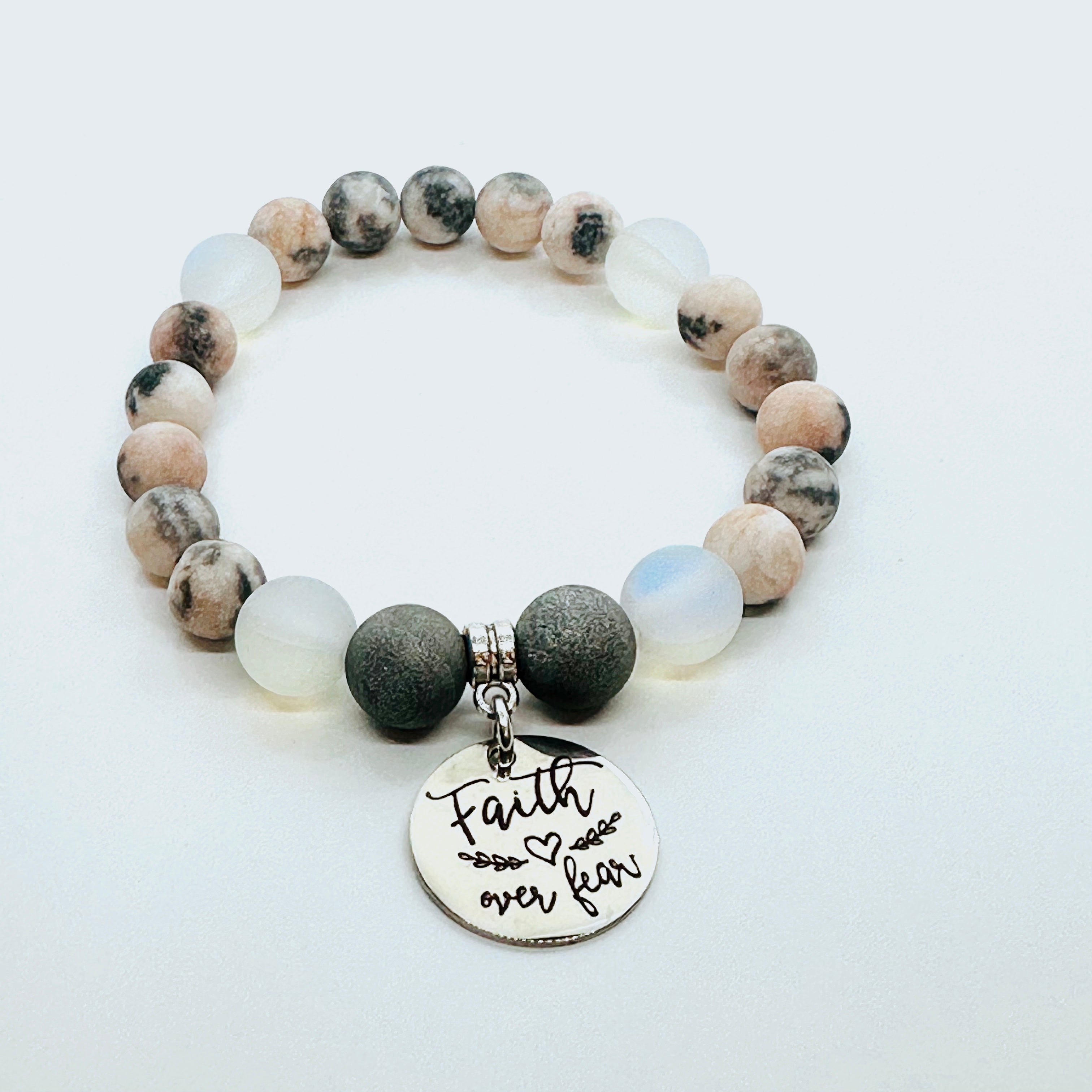 Faith Over Fear Classic Charm Bracelet Druzy