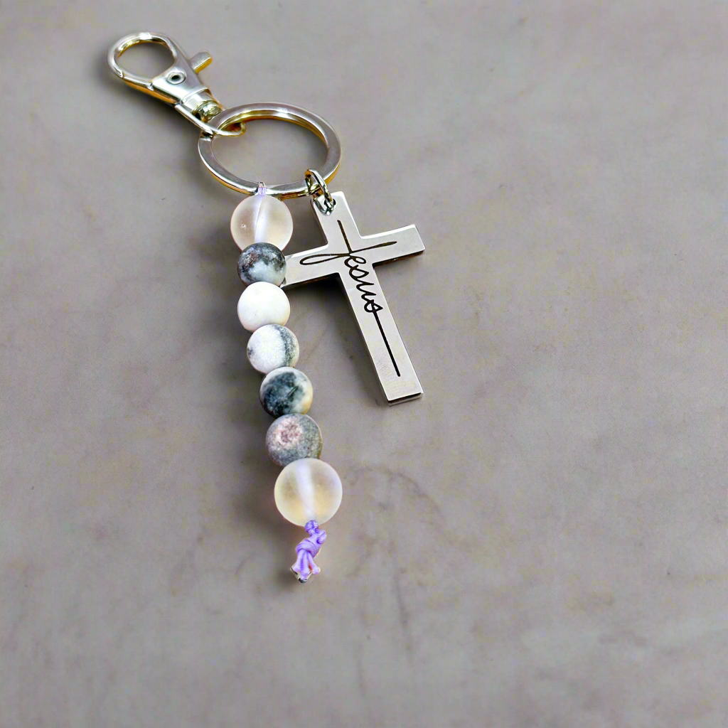 Jesus Silver Cross Purse Charm