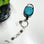 Rhinestone Retractable Keychain Teal