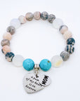 Mom: A Piece of my Heart is in Heaven Heart Classic Charm Bracelet Turquoise