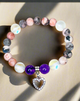 Rhinestone Heart Classic Charm Bracelet Amethyst