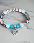 Rhinestone Heart Classic Charm Bracelet Turquoise