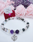 Angel Wings Heart Companion Charm Bracelet Amethyst