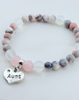 Aunt Heart Companion Charm Bracelet Rose Quartz