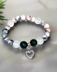 Rhinestone Heart Classic Charm Bracelet Lava