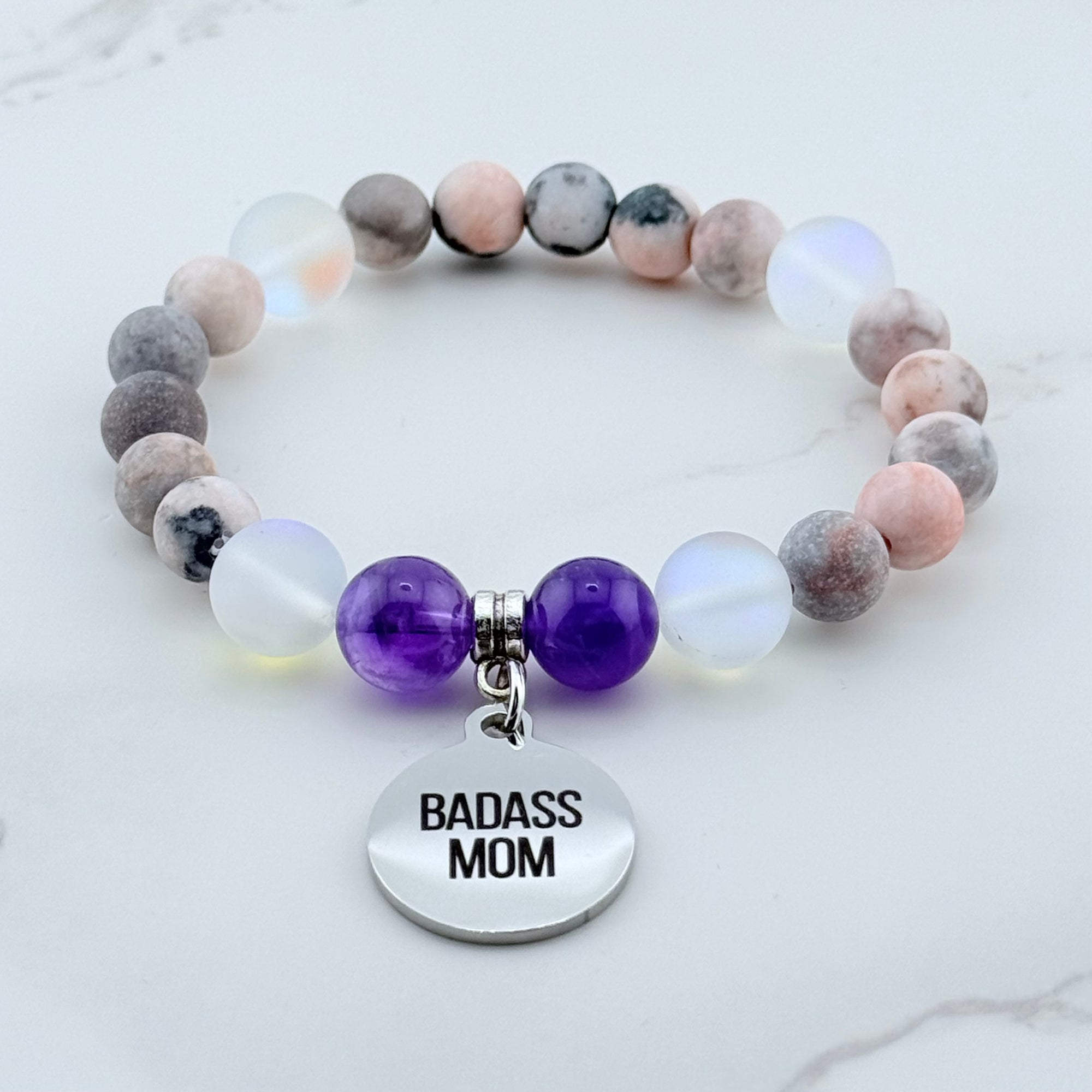 Badass Mom Classic Charm Bracelet Amethyst
