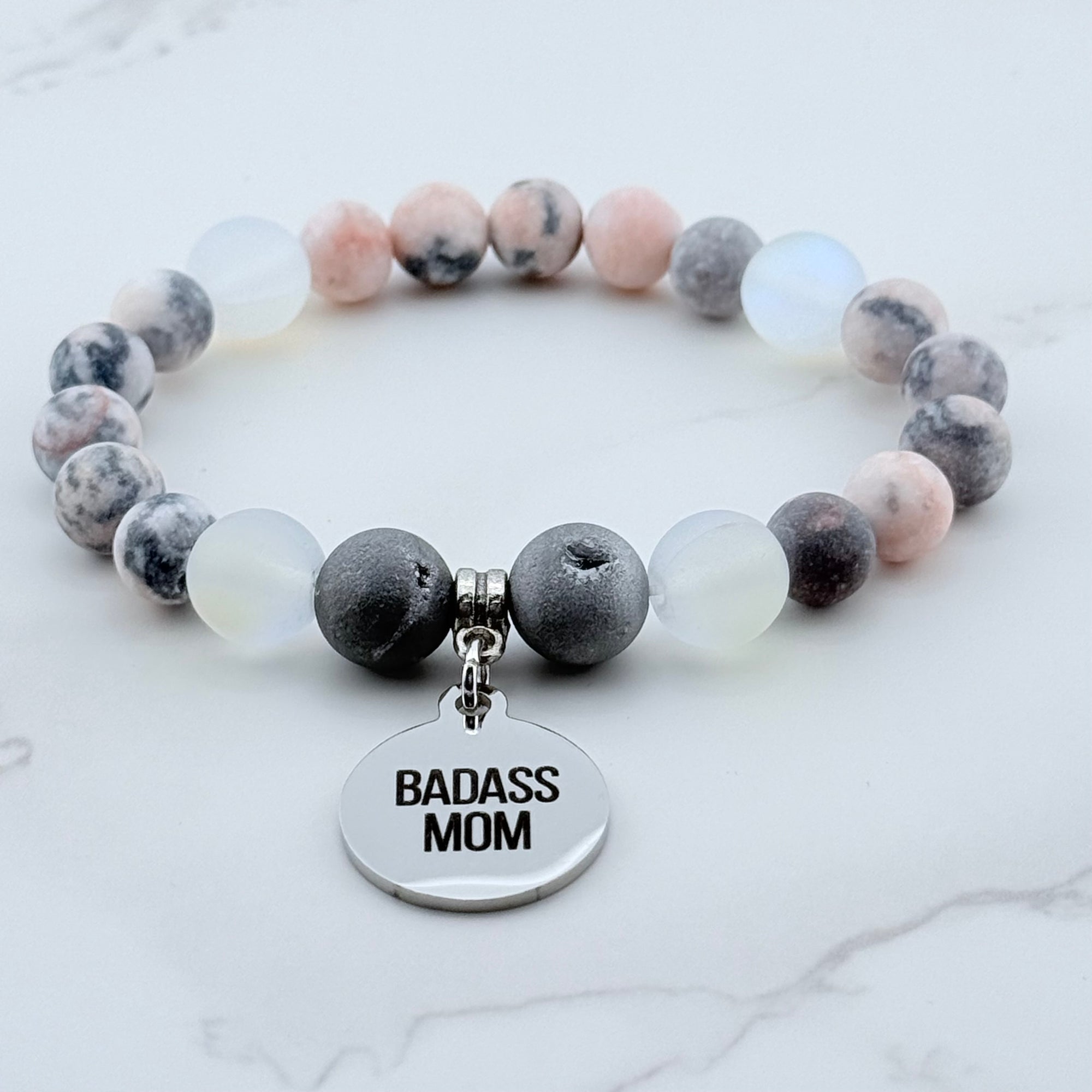 Badass Mom Classic Charm Bracelet Druzy