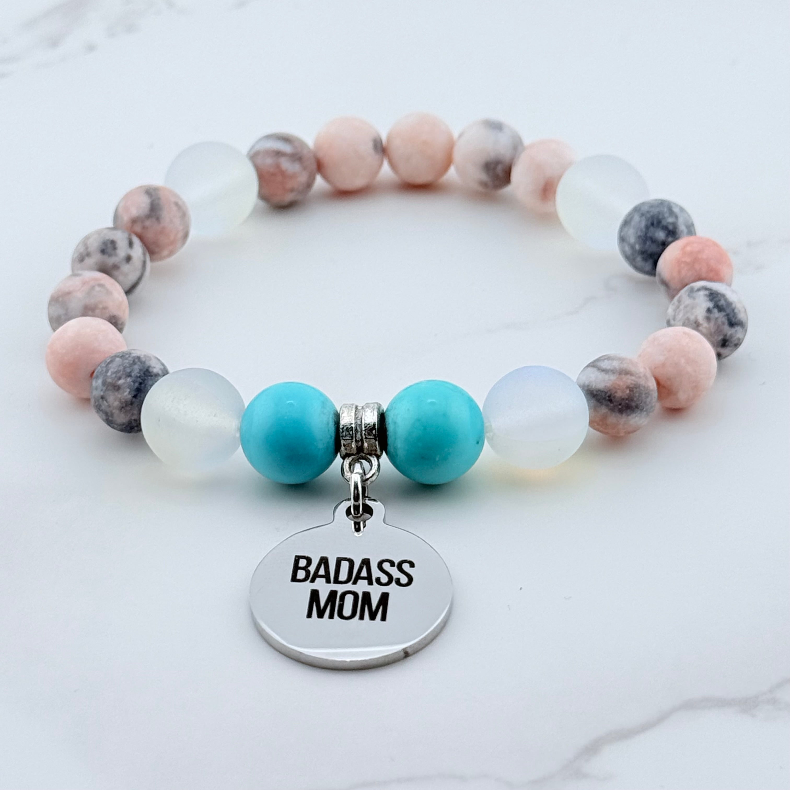 Badass Mom Classic  Charm Bracelet Turquoise