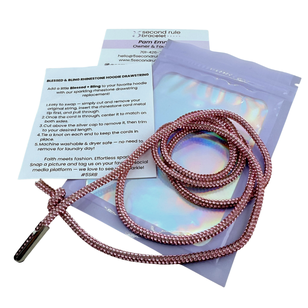 Blessed &amp; Blinged Pink | Rhinestone Drawstring