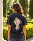 Blooming Faith Vintage Wash Christian T-Shirt – Washed Black