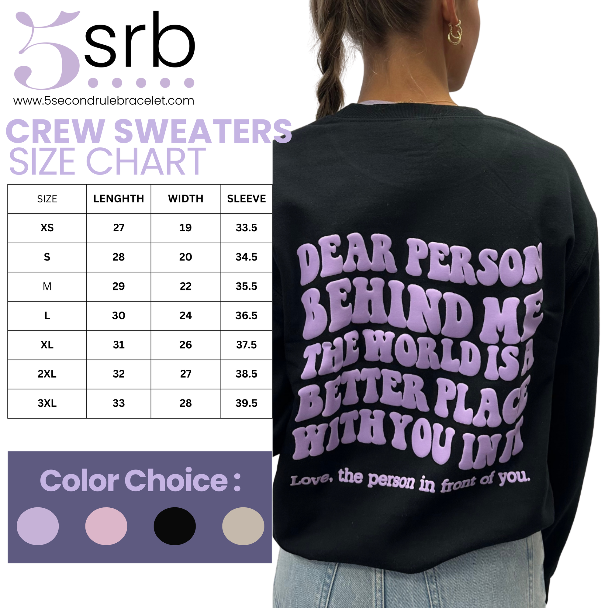 Dear Person Behind Me Crewneck - Black