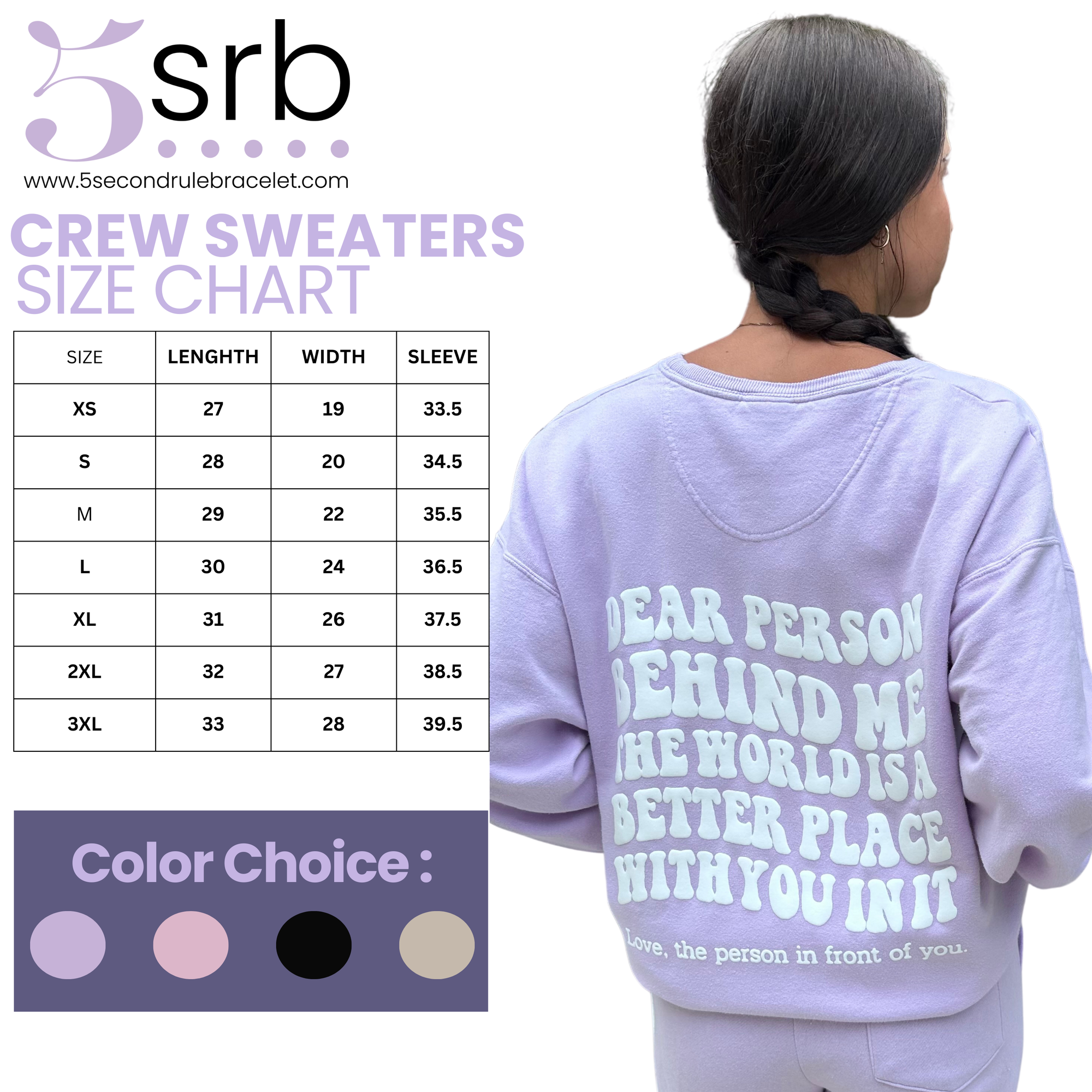 Dear Person Behind Me Crewneck - Lavender