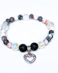 Rhinestone Heart Companion Charm Bracelet Lava