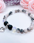 Dainty Heart Companion Charm Bracelet Lava Stone