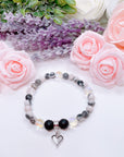 Dainty Heart Companion Charm Bracelet Lava Stone