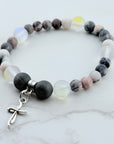 Dainty Cross Companion Charm Bracelet Druzy