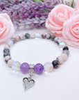 Dainty Heart Companion Charm Bracelet Amethyst