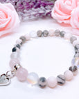 Dainty Heart Companion Charm Bracelet Rose Quartz