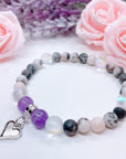 Dainty Heart Companion Charm Bracelet Amethyst