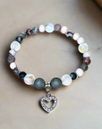 Rhinestone Heart Companion Charm Bracelet Druzy