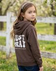 Just Pray Brown Youth Hoodie | Christian Youth Hoodie