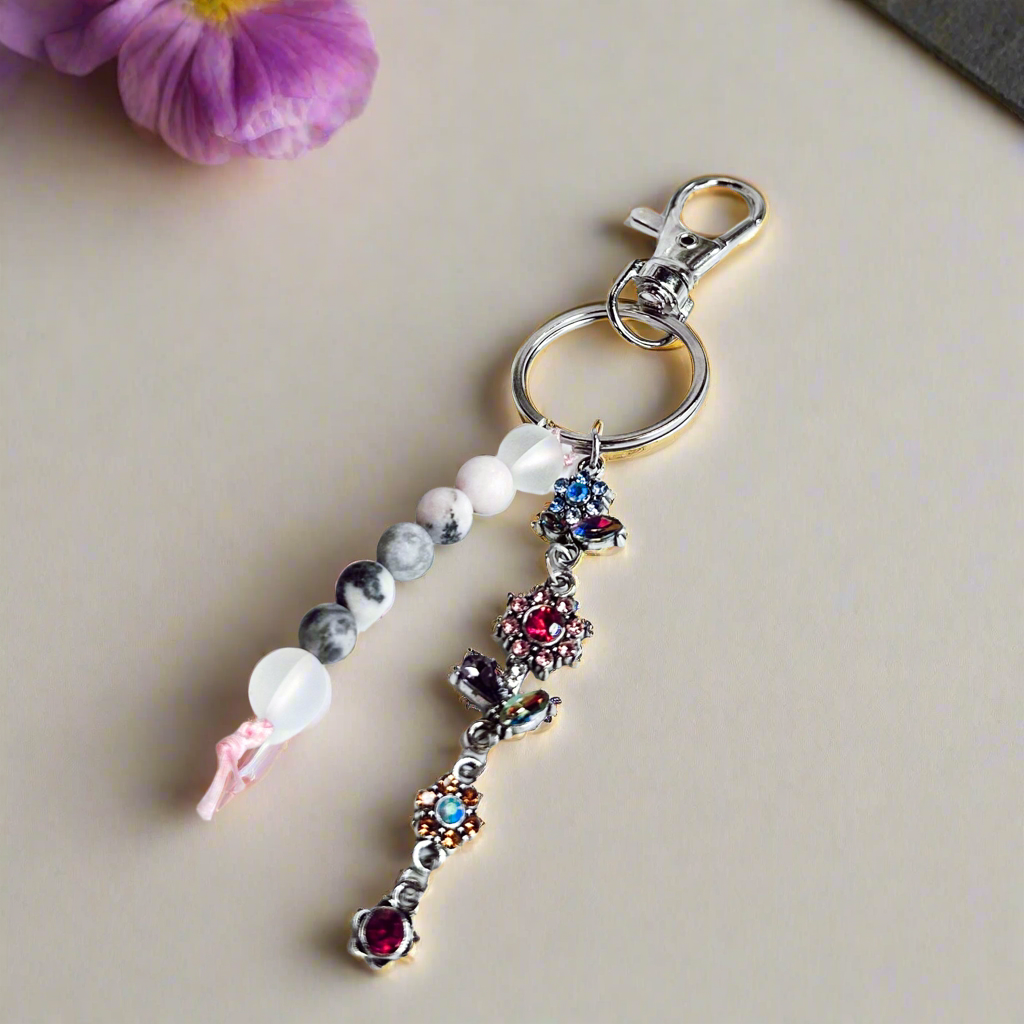 Sparkly Flower Purse Charm