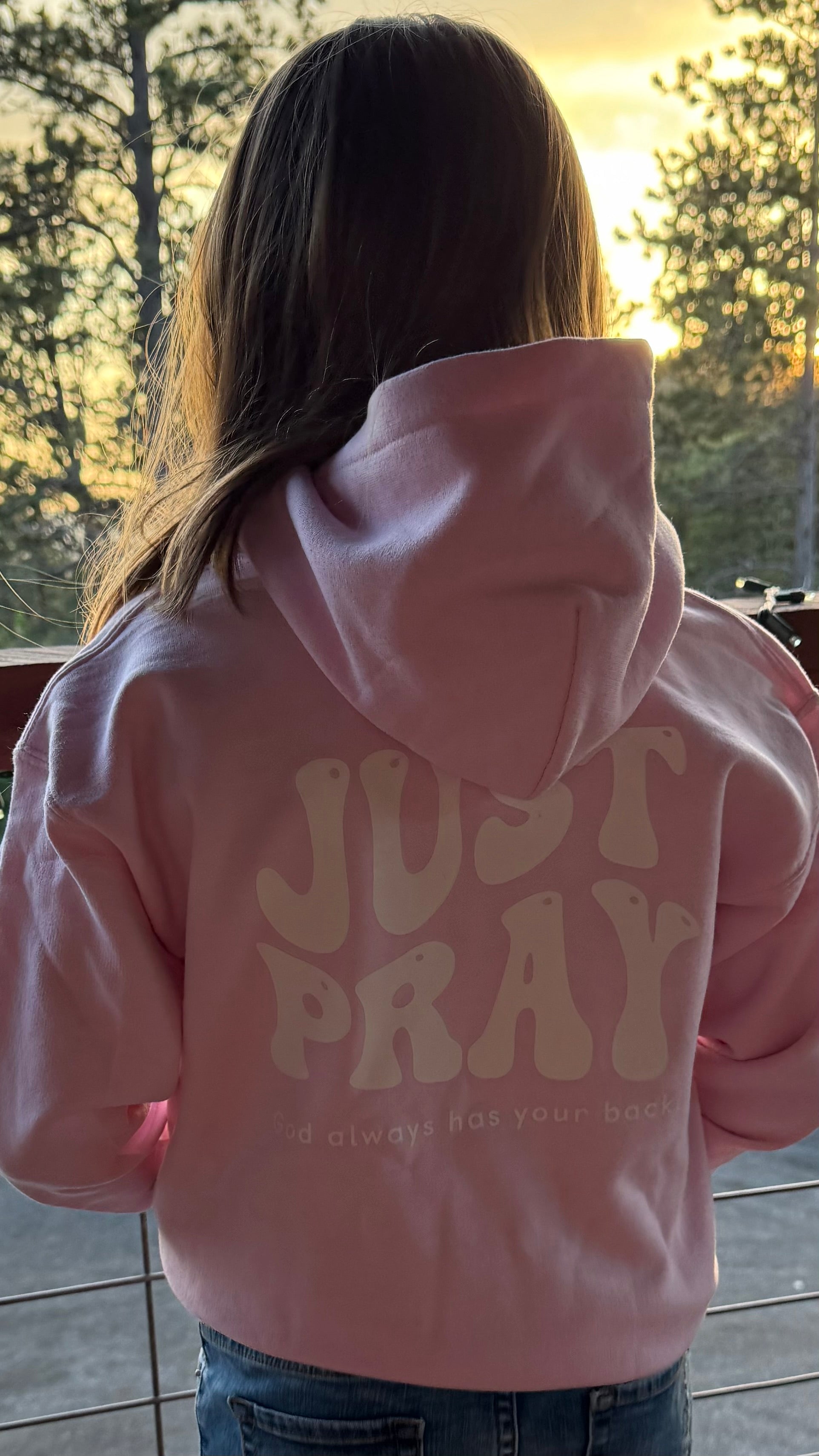 Just Pray Pink Youth Hoodie | Christian Youth Hoodie