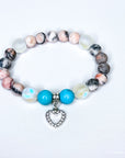 Rhinestone Heart Classic Charm Bracelet Turquoise