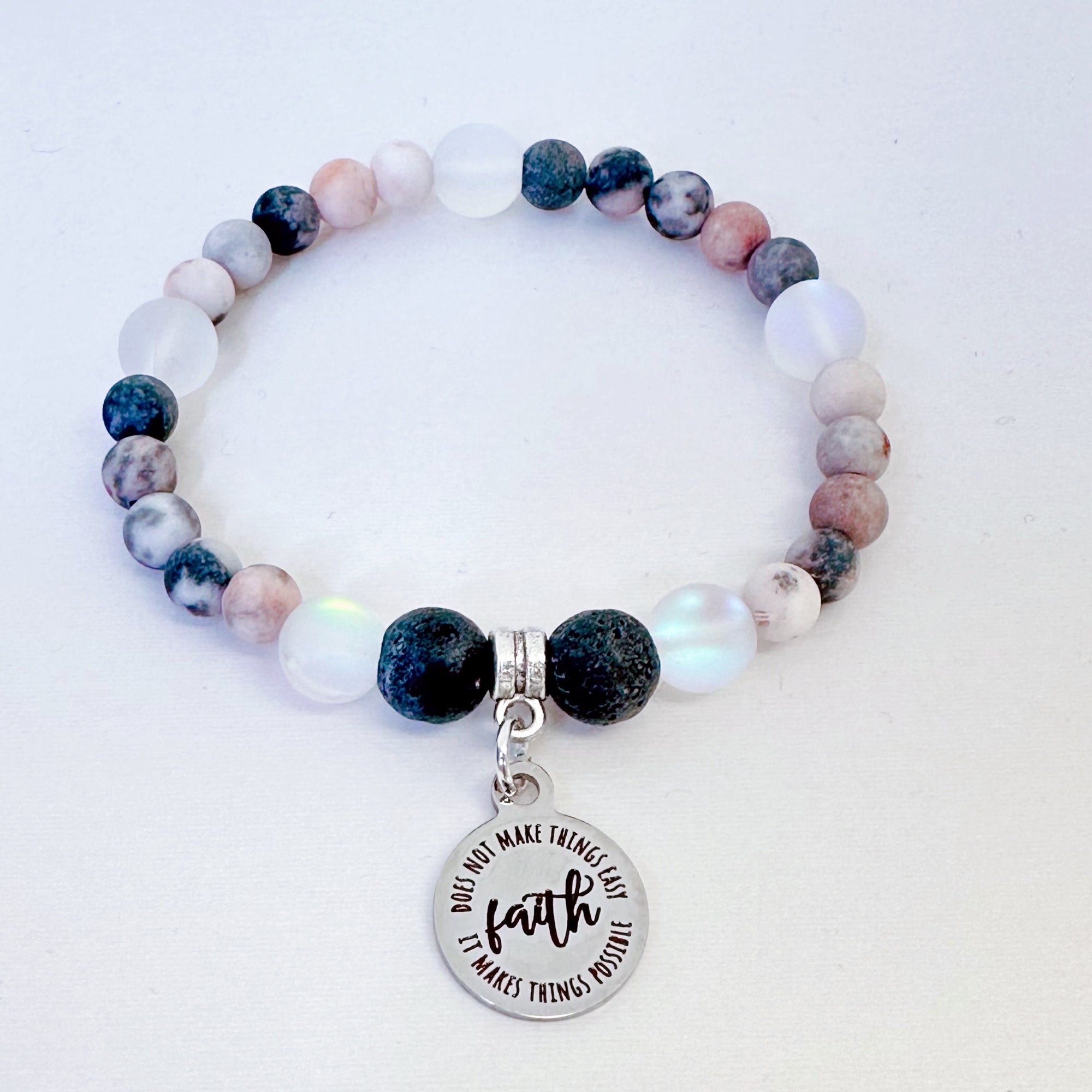 Faith Does Not Make Things Easy, It Makes Things Possible Companion Charm Bracelet Lava