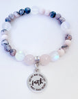 Faith Does Not Make Things Easy, It Makes Things Possible Companion Charm Bracelet Rose Quartz