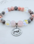 Faith Does Not Make Things Easy, It Makes Things Possible Classic Charm Bracelet Rose Quartz