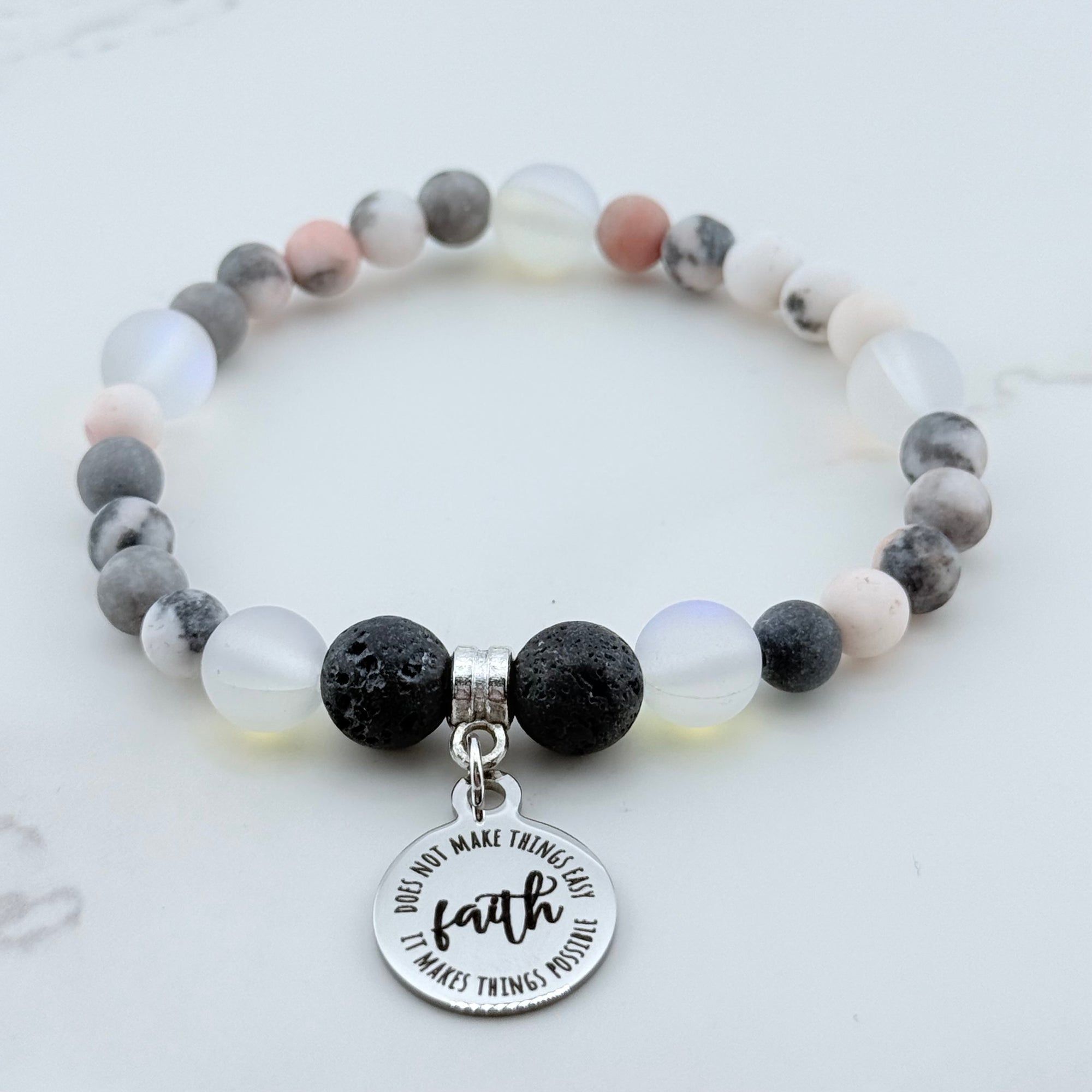 Faith Does Not Make Things Easy, It Makes Things Possible Companion Charm Bracelet Lava