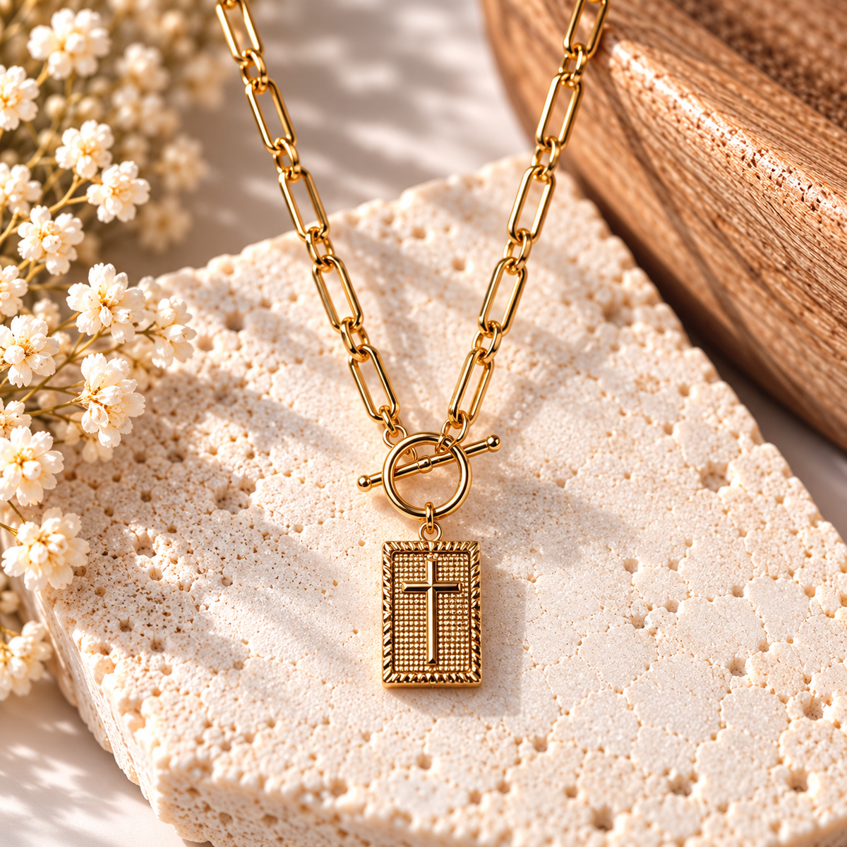 Faith Forward Gold Paperclip Bible Necklace