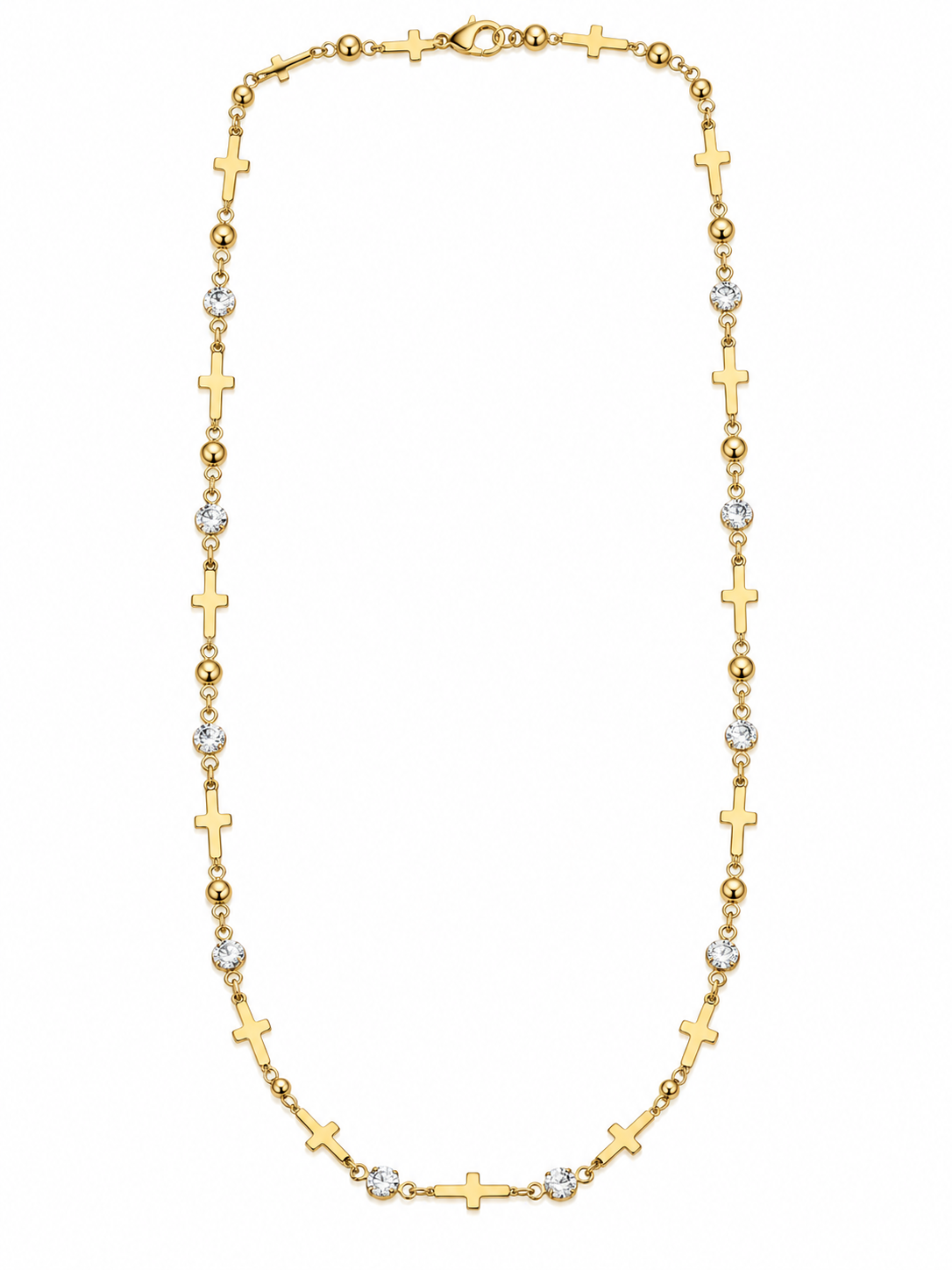 Walk in Faith Gold Cross &amp; Rhinestone Necklace