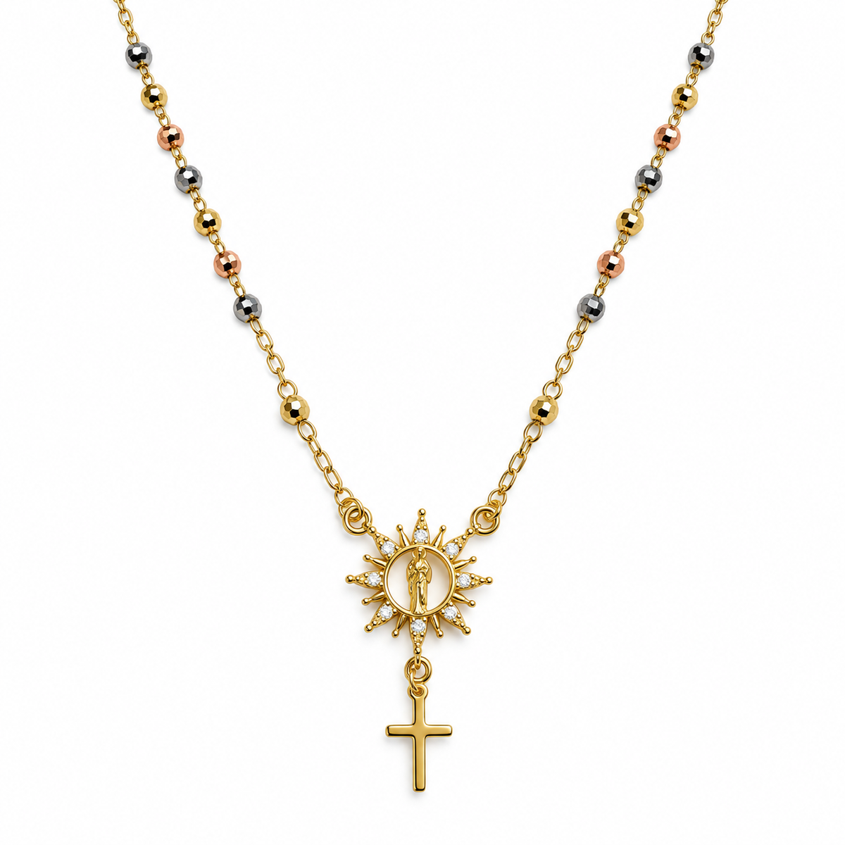 Guided by Grace Mixed Metal Medallion Cross Necklace