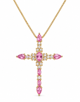 Blooming Grace Gold Pink Crystal Cross Necklace