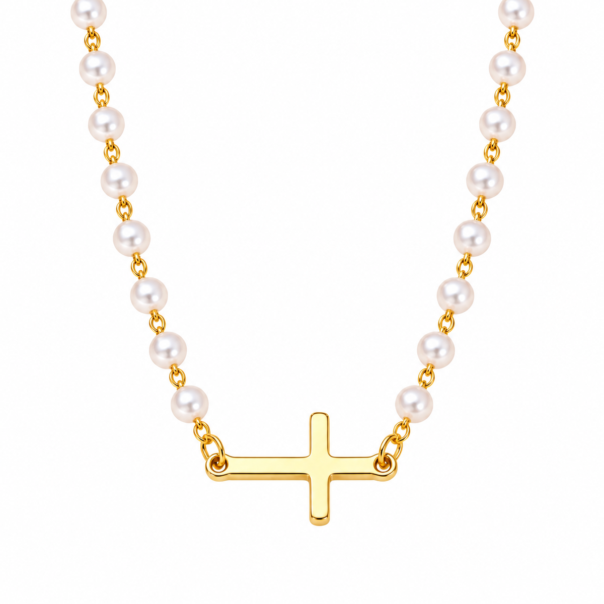 Grace in Every Detail Pearl Cross Necklace