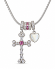 Held in Grace Silver Pink Cross & Heart Necklace
