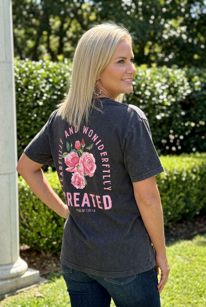 Fearfully and Wonderfully Created Vintage Wash Tee | Christian T-Shirt