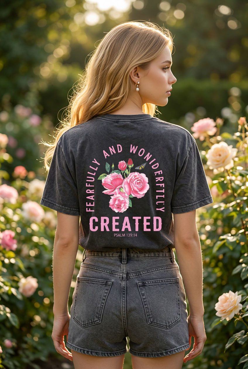 Fearfully and Wonderfully Created Vintage Wash Tee | Christian T-Shirt