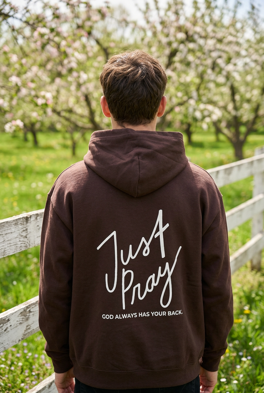 Just Pray Brown Youth Hoodie | Christian Youth Hoodie