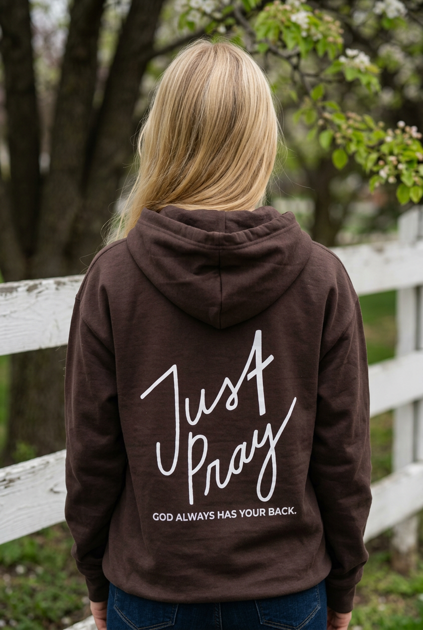 Just Pray Brown Youth Hoodie | Christian Youth Hoodie