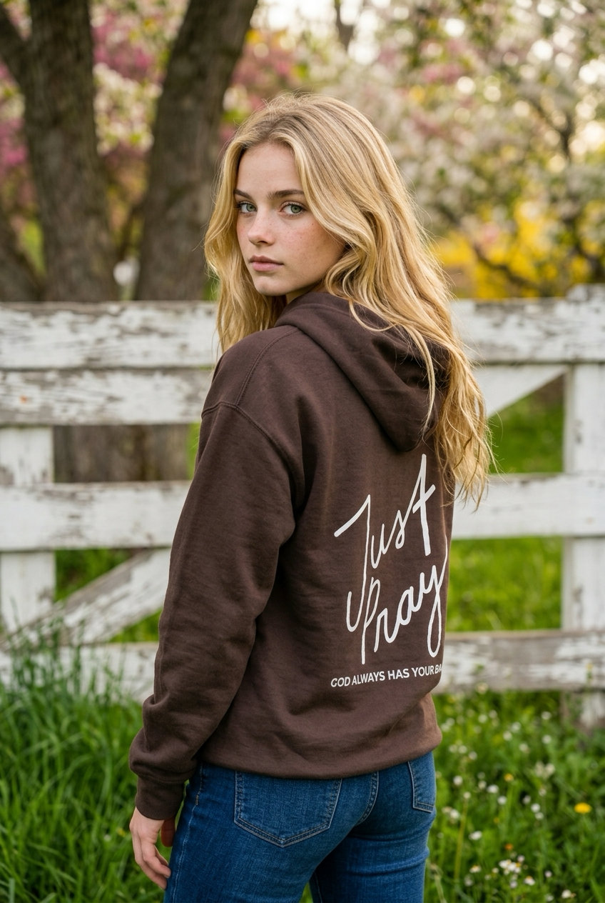Just Pray Brown Youth Hoodie | Christian Youth Hoodie