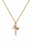 Crowned in Faith Gold Dainty Rhinestone Cross Necklace
