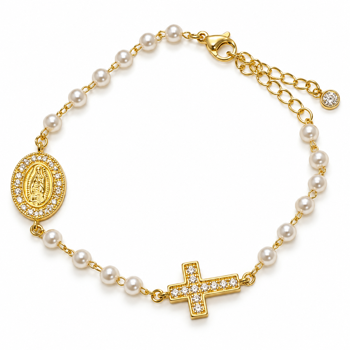 Grace &amp; Prayer Adjustable Pearl Bracelet