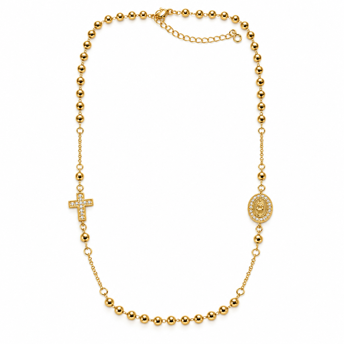 Grace &amp; Devotion Gold Beaded Necklace | 14K Gold Plated