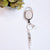 Rhinestone Retractable Keychain White